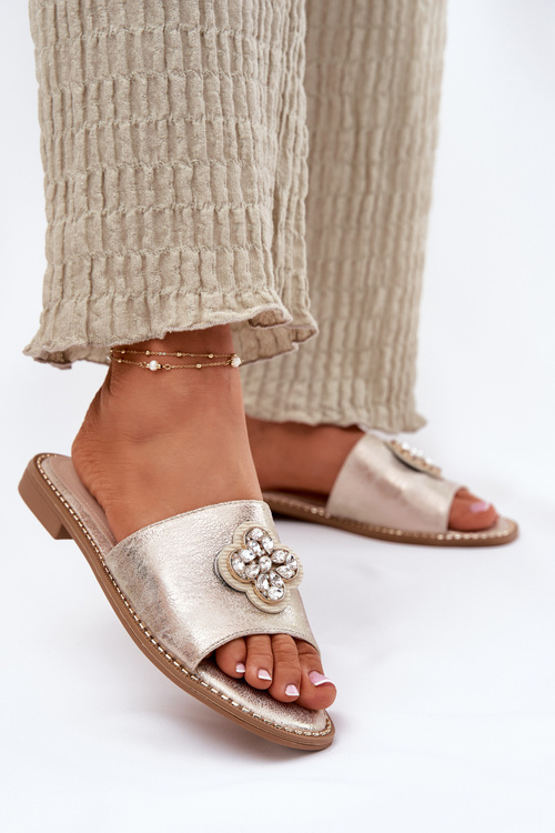 Жіночі Плоскі Сандалі З Декоративним Елементом S.Barski KV51-087 Золоті