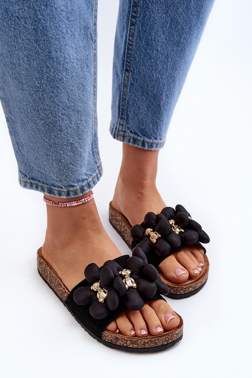 Жіночі чорні босоніжки з прикрасами Bunlia