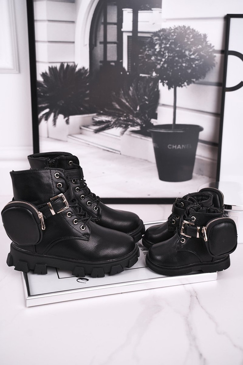 Дитячі чоботи з теплим хутром маленька сумка чорна Twinkle