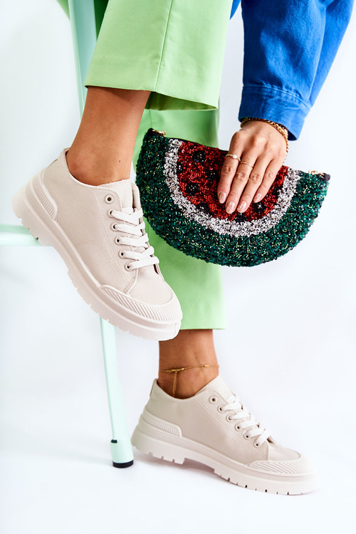 Жіночі тканинні кросівки світло-бежеві Parossa