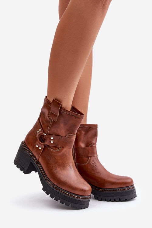 Жіночі шкіряні ботильйони на блискавці коричневі Lewski 3435