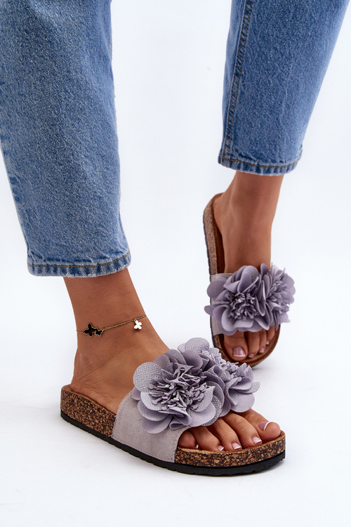 Жіночі сірі тапочки з квітами Lulania