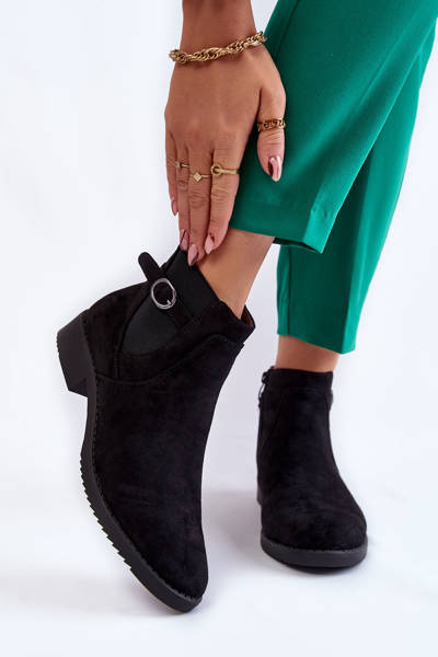 Жіночі теплі черевики замшеві Jodhpur Black Janette