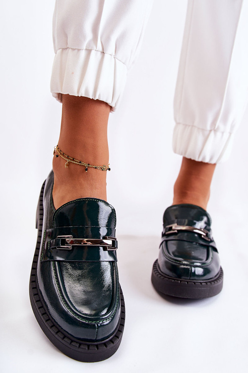 Лаковані туфлі зі срібним орнаментом Зелений Hestill