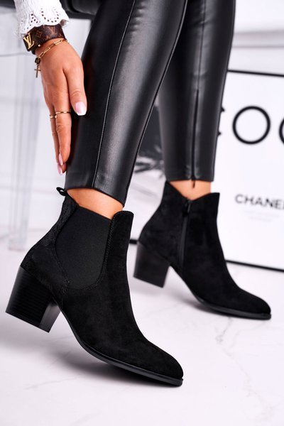 Чоботи жіночі на високому каблуці Sergio Leone Suede Black BT613