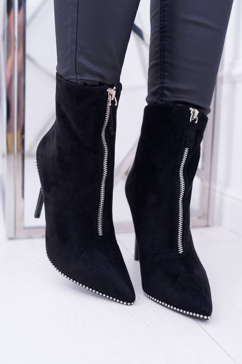 Жіночі чоботи на підборах Lu Boo Two Zipper Suede Black Suzy