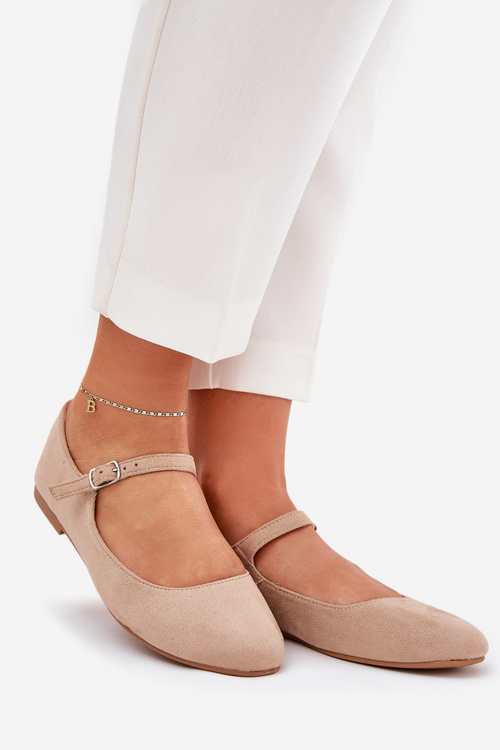 Балетки З Ремінцем Еко Замшеві Бежеві Arrivara