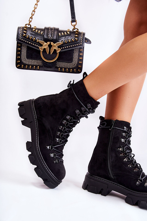 Теплі замшеві чоботи Worker Tied Black Pierro