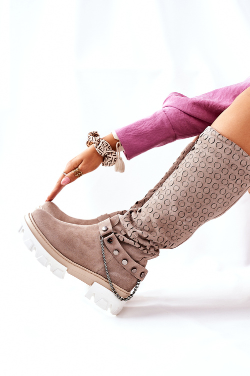 Жіночі високі чорні черевики Lewski Cappuccino Suede 2866