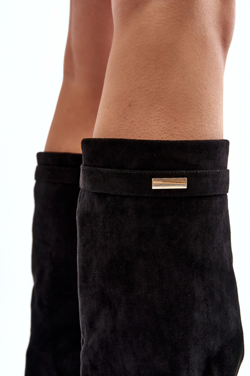 Жіночі чоботи на прихованій танкетці Чорні Pattia