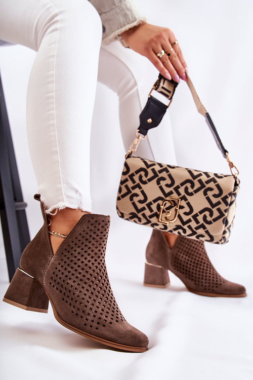 Замшеві ажурні черевики Lewski Shoes 3165 Коричневий