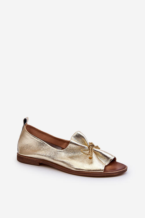 Шкіряні жіночі балетки Nicole 2660/064 Gold