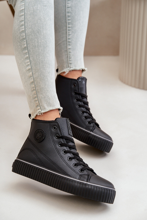 Жіночі утеплені кросівки з еко шкіри Big Star OO274790 Чорні