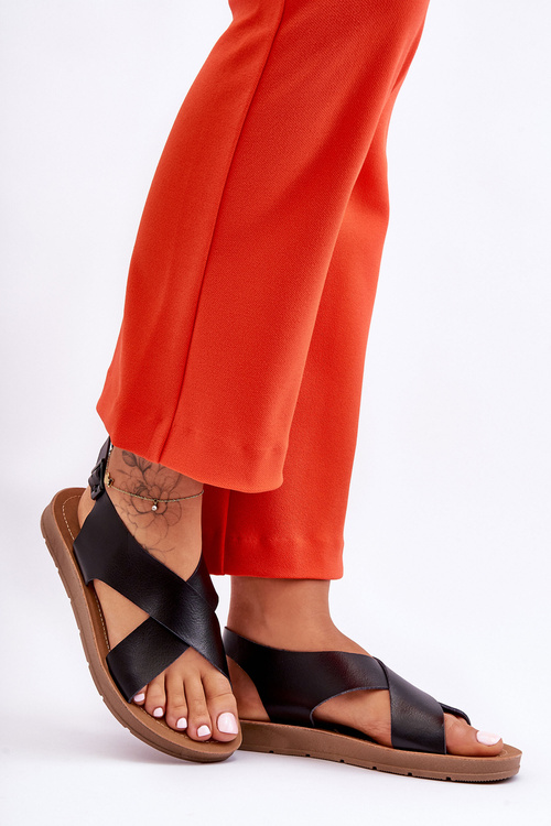 Жіночі класичні світлі босоніжки Lenny чорного кольору