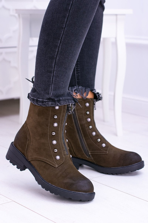 Чоботи жіночі утеплені Trappers хакі Dowito