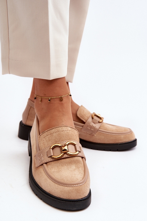Класичні бежеві жіночі мокасини Fiviana