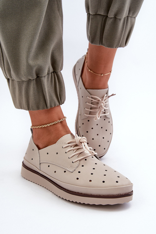 Білі жіночі шкіряні туфлі S.Barski LR182