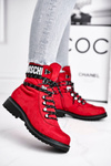 Жіночі чоботи на плоскій каблуці на блискавці, червоні Popsi