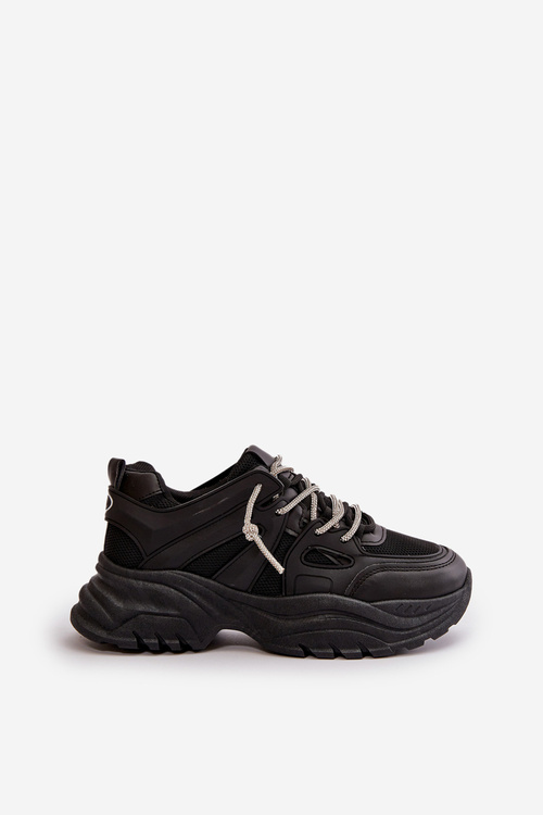 Жіночі кросівки на масивній підошві з декоративною шнурівкою Black Relissa