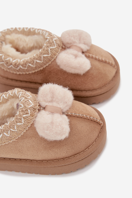 Дитячі зимові чоботи з вишивкою і бантом Бежеві Daven