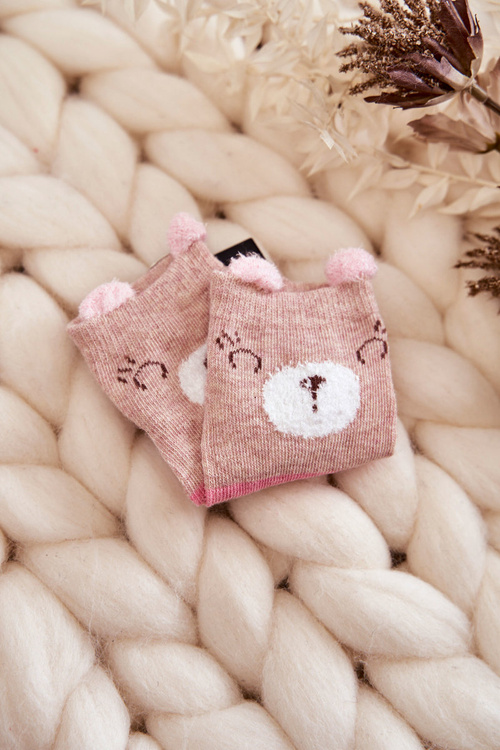 дитячі смугасті шкарпетки з ведмедиком Бежеві