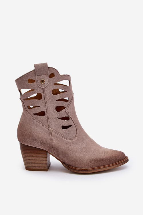 Чоботи шкіряні з вирізами Maciejka 06412-04 Бежеві