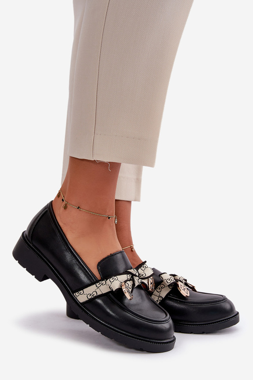 Шкіряні жіночі лофери чорні S.Barski HY42-330