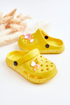 Дитячі світлі тапочки Crocs з декором Yellow Bertis 