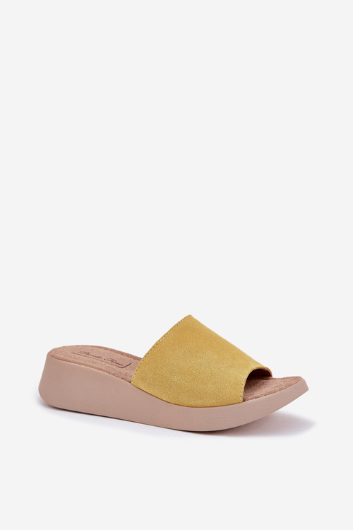 Жіночі Замшеві Сандалі На Танкетці Panto Fino Жовті RR267038