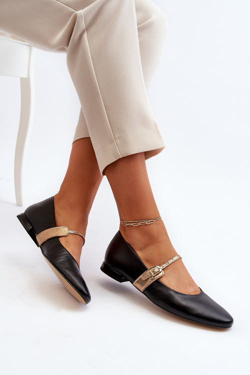 Жіночі шкіряні балетки Laura Messi 2774 чорні