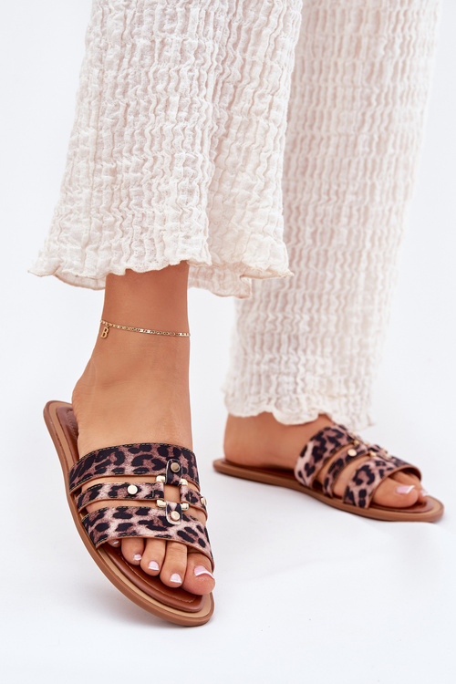 Плоскі Жіночі Сандалі З Золотим Детом Леопард Noroti