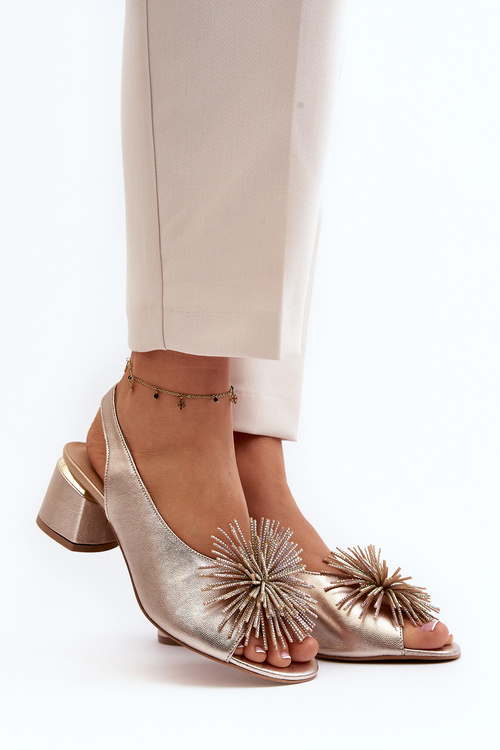 Шкіряні босоніжки з орнаментом Laura Messi 2719 Gold