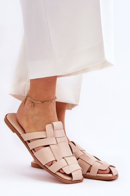 Жіночі смугасті тапочки світло-бежеві Reyna