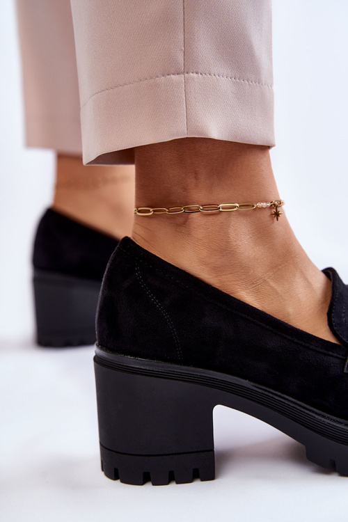 Жіночі замшеві туфлі на високих підборах чорні Sanya