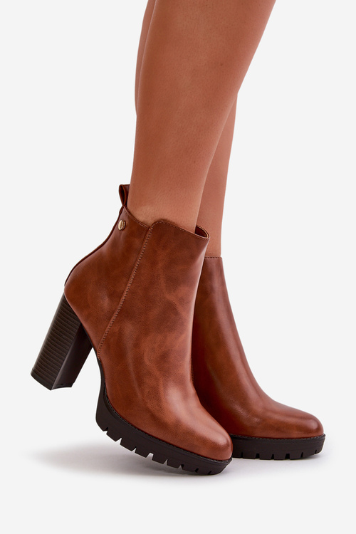 Жіночі зимові черевики на високому каблуці на блискавці Camel Bioria