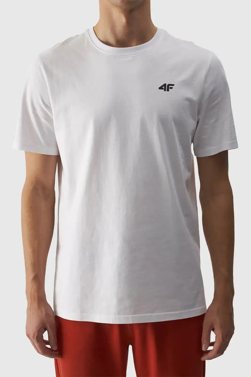 Чоловіча однотонна футболка з логотипом 4F біла 4FWMM00TTSHM1843-10S