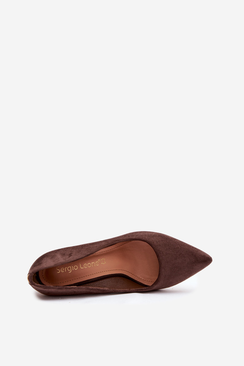 Замшеві туфлі на підборах Sergio Leone PB216 шоколадні