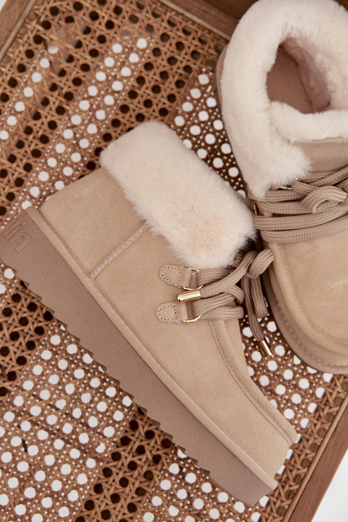 Жіночі зимові чоботи з натуральної замші D.Franklin DFSH375006 Світло бежеві