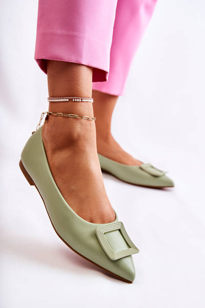 Шкіряні балетки з орнаментом шпіц Green Simone