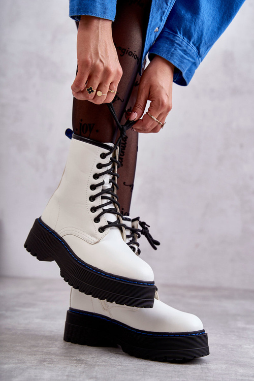 Жіночі чоботи на зав'язках Glany White Callie