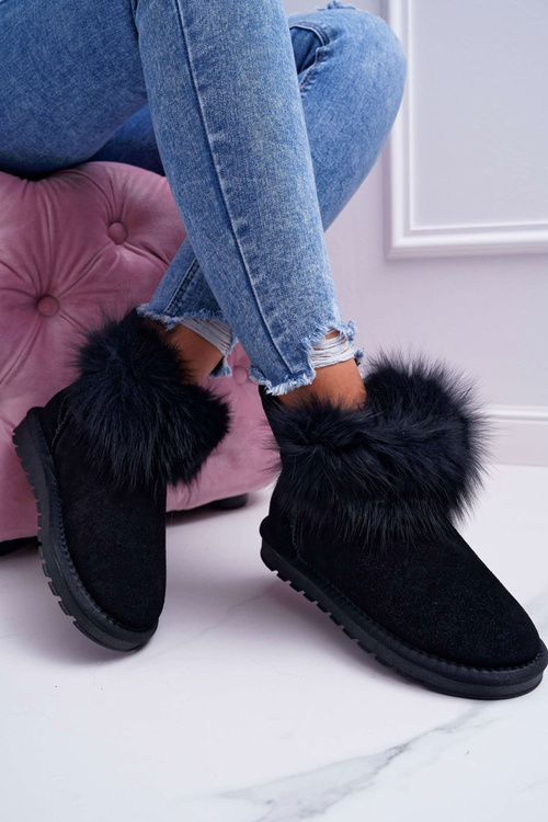 Жіночі черевики Снігові черевики Фліс Утеплена шкіра Замша Чорний Memento