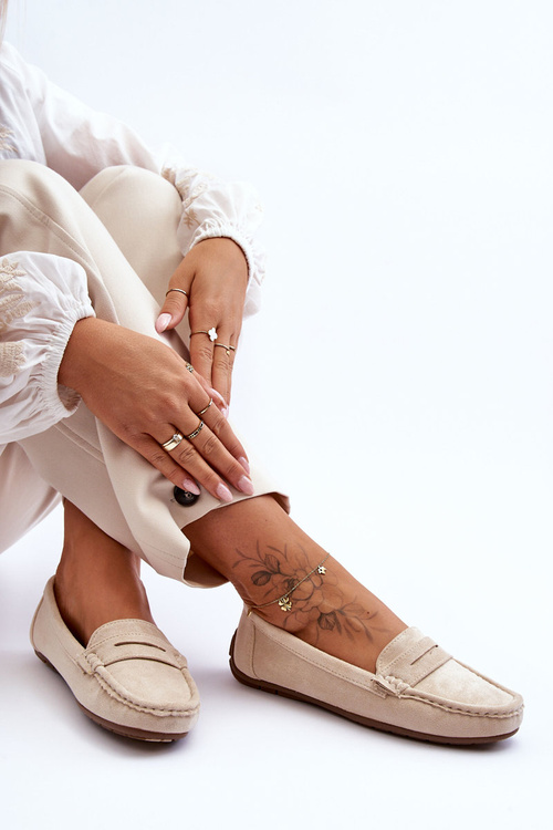 Жіночі замшеві мокасини бежеві Lenvie