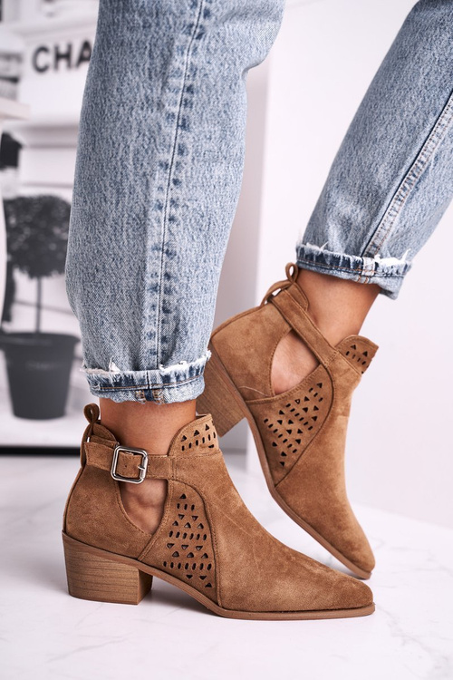 Замшеві чоботи на блочному каблуці Camel Esen