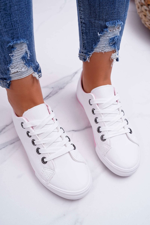 Жіночі кросівки біло-рожеві на ремінці Nigrid2