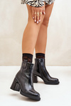 Жіночі ботильйони Snake на підборах натуральна шкіра чорні Vinceza 66670