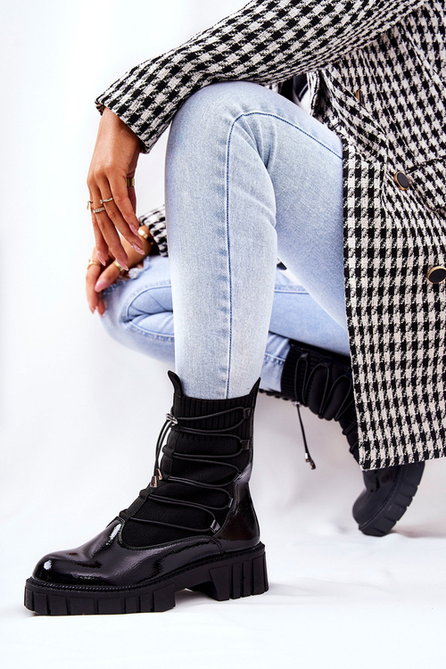 Лаковані робочі черевики з носком Black Connor