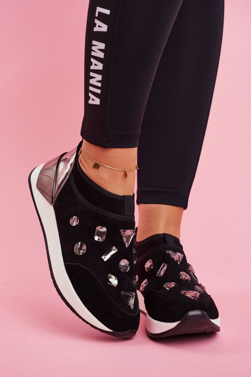 Жіноче спортивне взуття з цирконами Black Todo