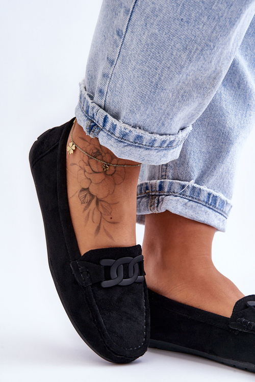 Жіночі стильні замшеві лофери Black Rabell