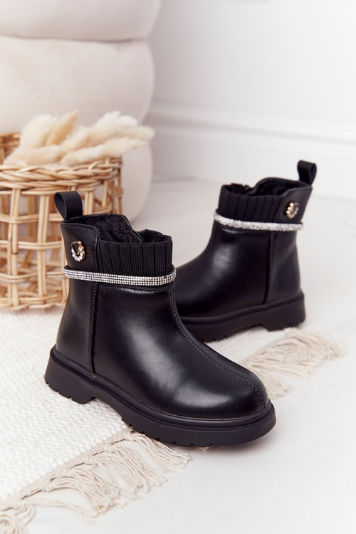 Чоботи дитячі з паєтками Чорні іриски