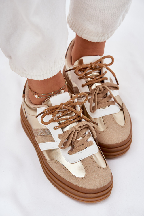 Жіночі Кросівки На Платформі З Подвійним Шнурівкою Леопард Золоті Шпильки